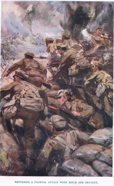 Repulsing a Frontal Attack with Rifle and Bayonet by Cyrus Cuneo